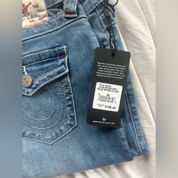 NWT Mid Rise BILLIE Size 28 True Religion Women's Blue Denim Jeans - Picture 2 of 4